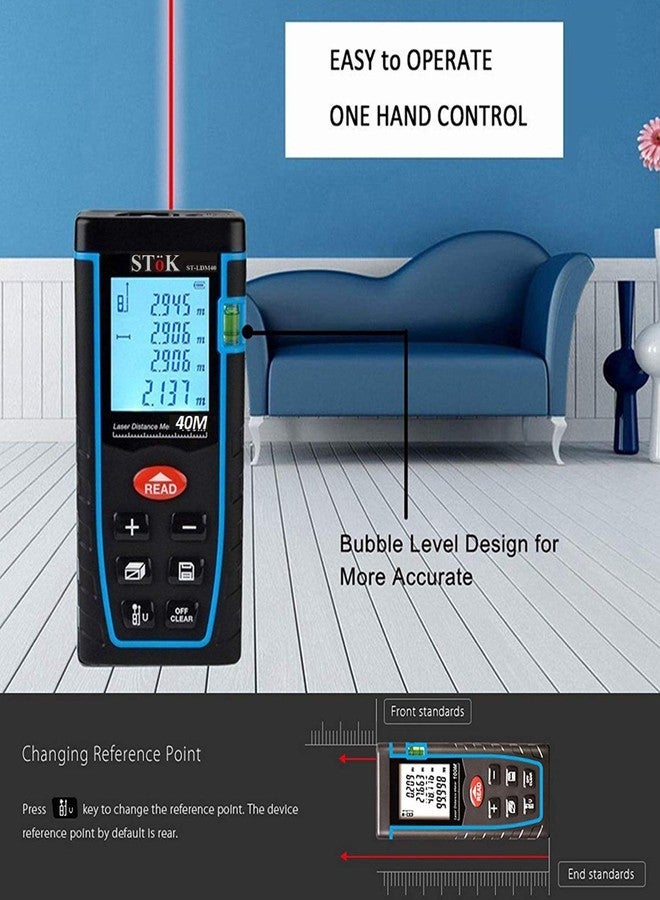 SToK St-Ldm40 Laser Rangefinder/Distance Measuring Meter Tape, 0.05 to 40 Meter, Black with 1 Year OFFSITE Warranty. - Image 5